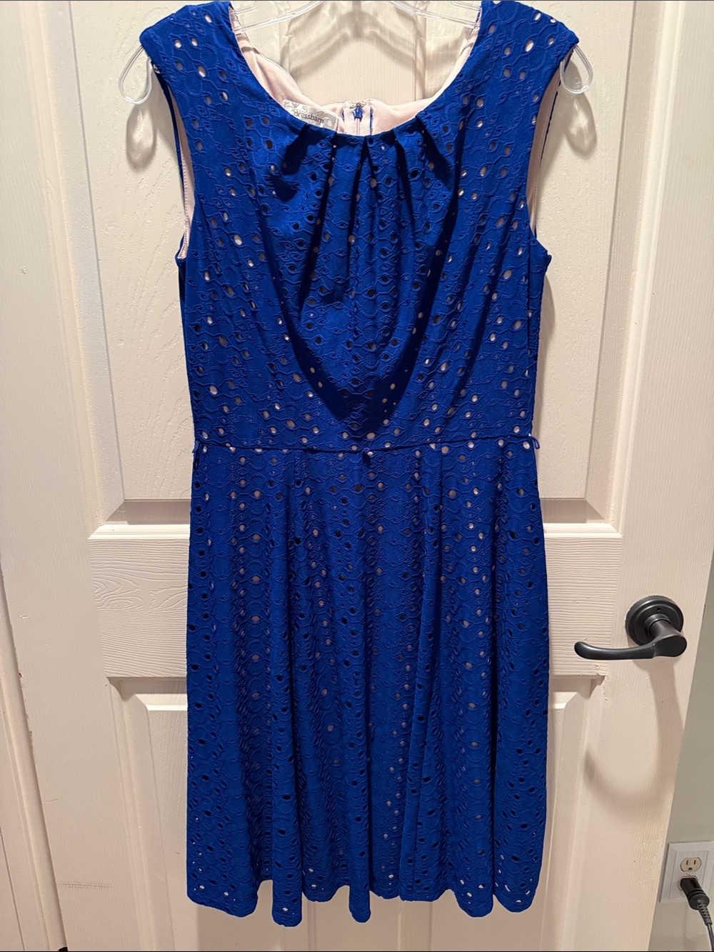 Dress Barn Royal Blue Eyelet Sleeveless Fit-and-Flare Dress